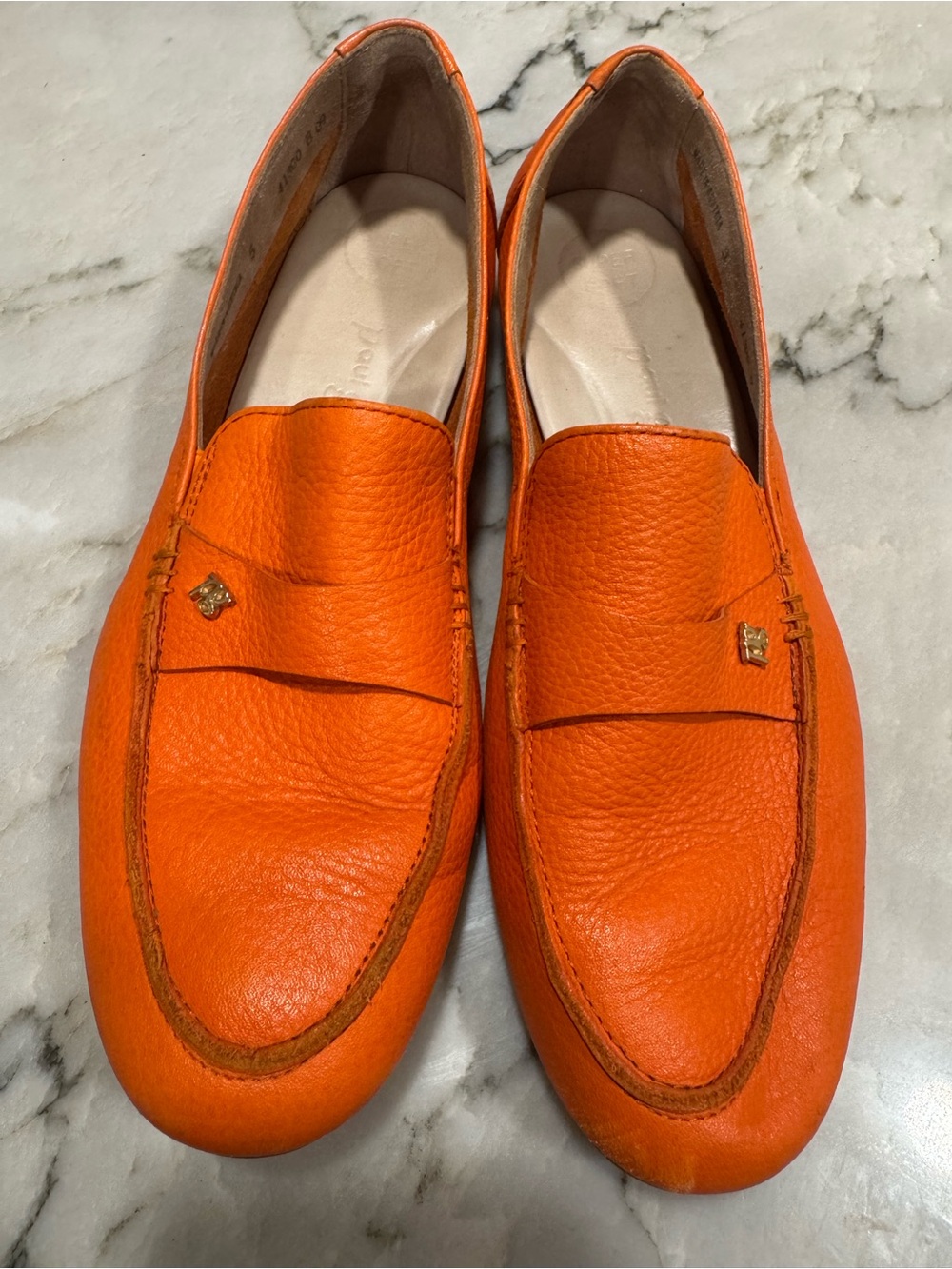 Women’s Paul Green  Orange Leather Penny Loafers uk size 5, us size 7.5